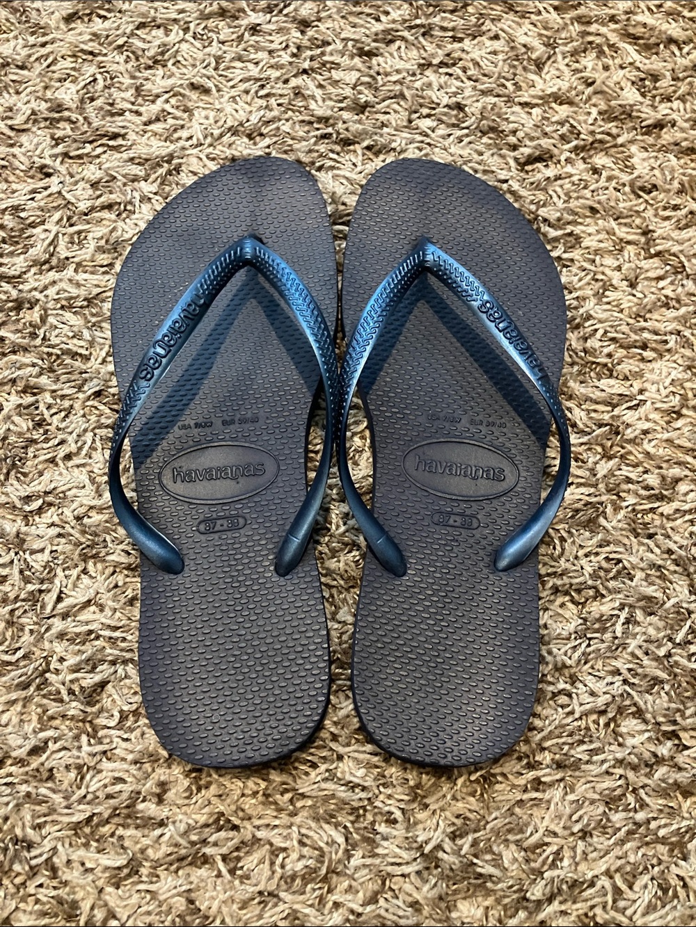Havaianas Metallic Blue Strap Flip Flops